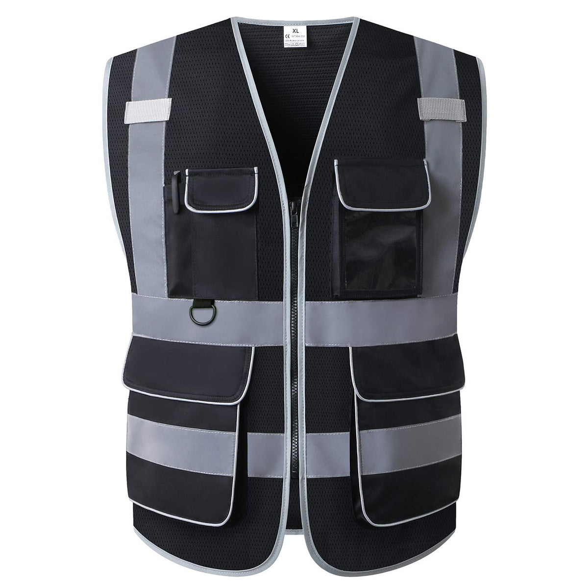 High Visibility Safety Vest - Multi Pockets Reflective Mesh Breathable Workwear, ANSI/ISEA Standards (2X-3X, Black Mesh)