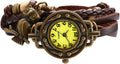 Women Bohemia Bracelet Watch Vintage Classic Fashion Weave Wrap Around Quartz Wristwatch with Adjustable Leather