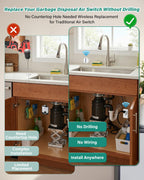 Greencycle Garbage Disposal Switch,Wireless Air Switch Replacement,No Drill