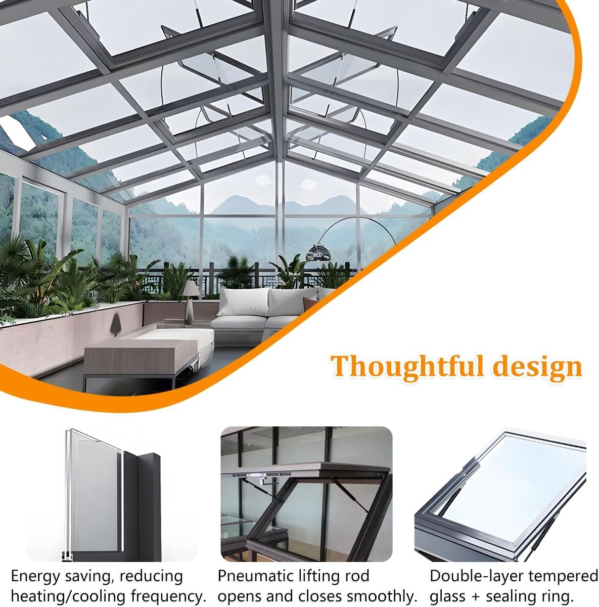 Roof Hatch Roof Skylight with Reinforced Glass, Sloped Flat Roof Lighting Well Window For Indoor Attic with