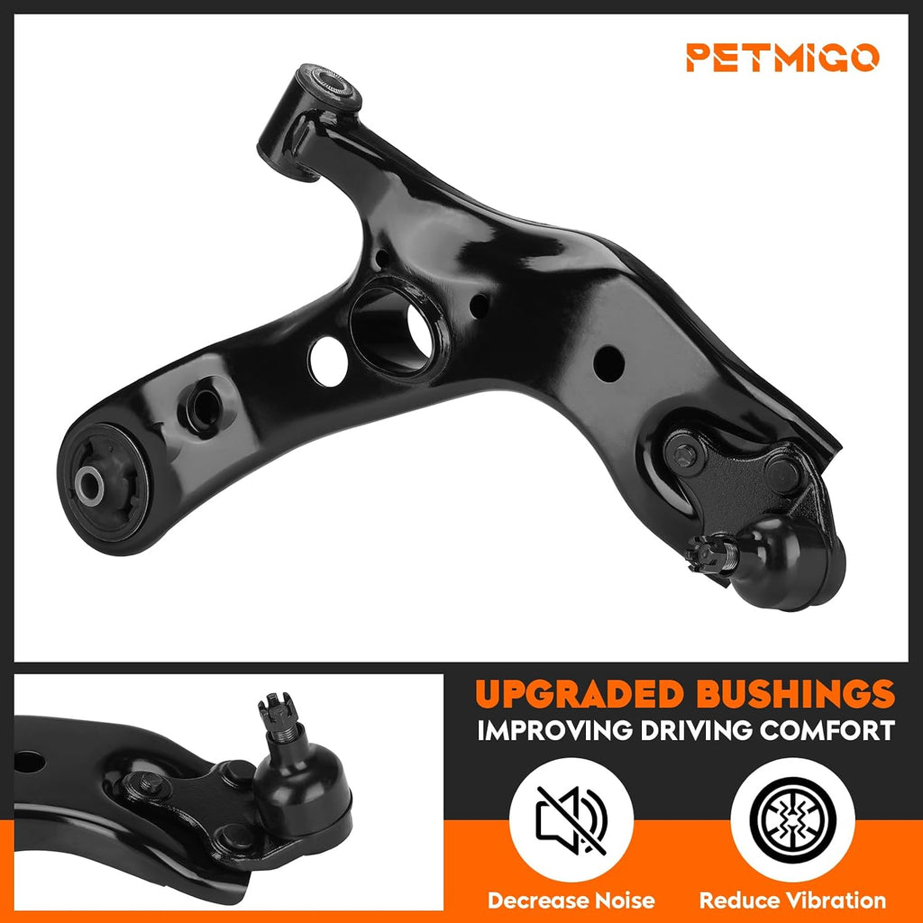 Front Lower Control Arms w/Ball Joints Replacement Suspension Kit for Toyota Rav4 2006-2018, for Lexus Nx200T 2015-2017, Nx300H 2015-2019 with Outer Tie Rod Ends K620586 K620587 (4PCS)