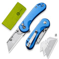 Elementum Folding Utility Knife Box Cutter, Blue Aluminum Handle