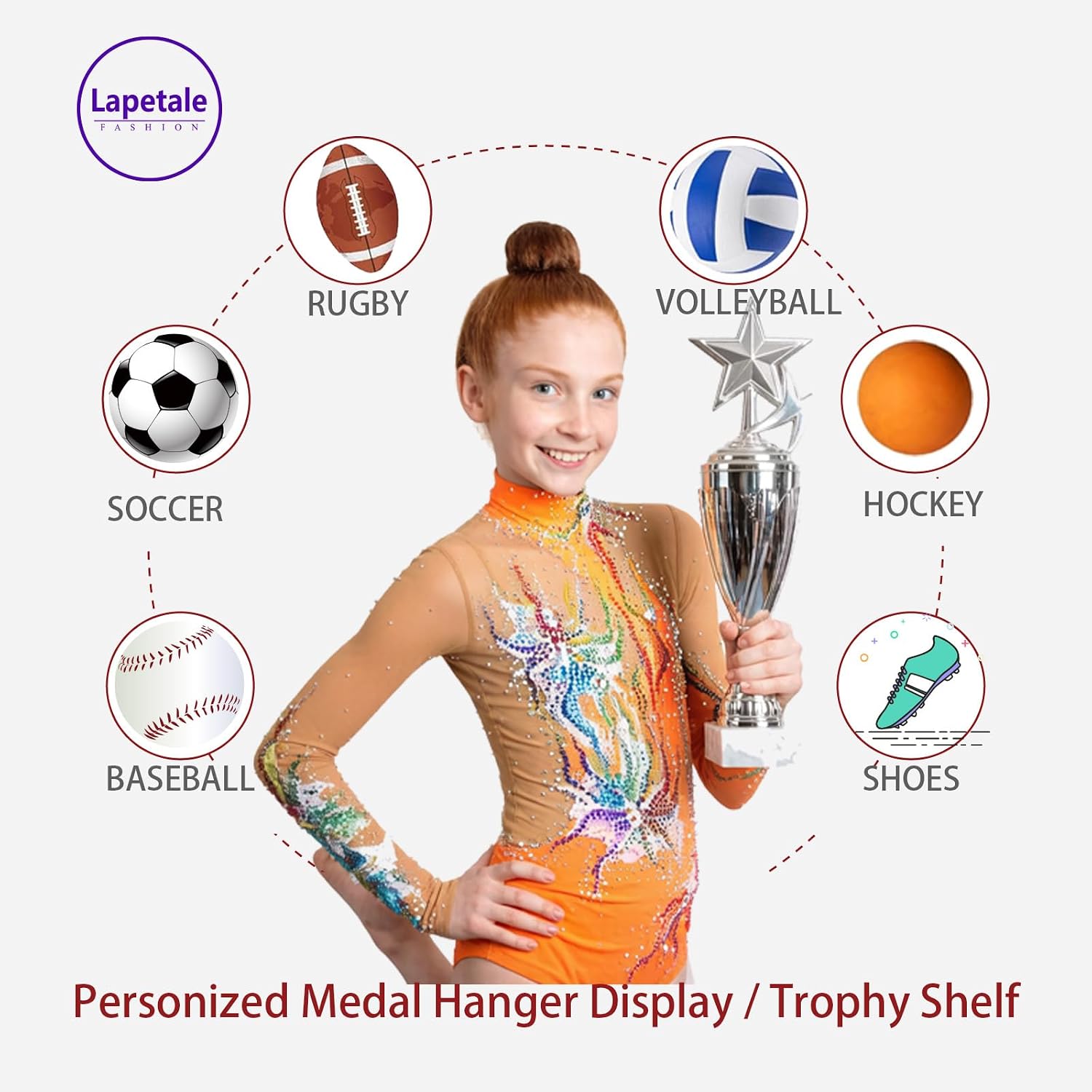 Non-Slip Trophy Shelf,Trophy and Medal Display Shelf, Medal Hanger Display For Wall with 16inchL,Shelves For Trophies