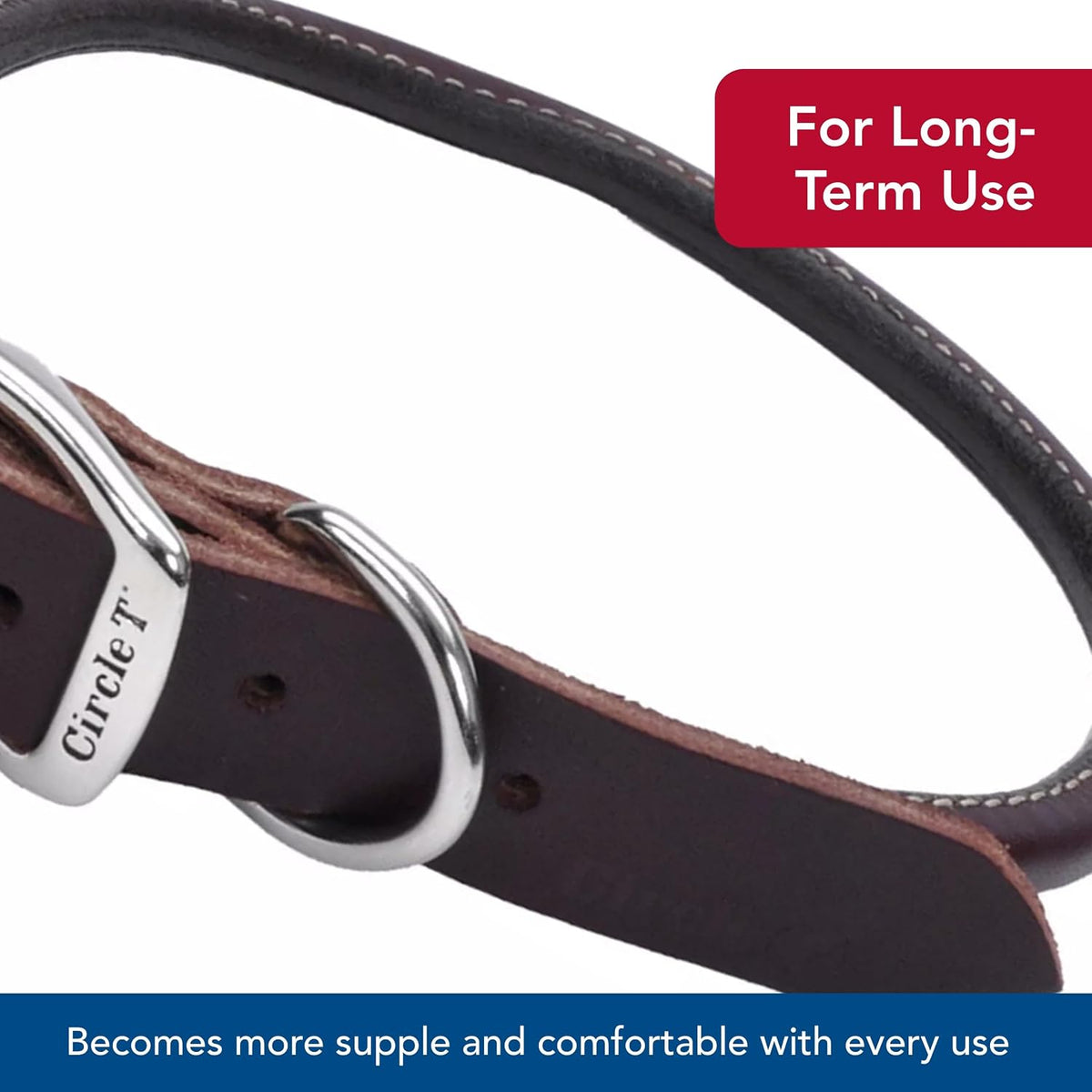 Pet Leather Dog Collar, Coastal Pet Circle T Latigo, 3/8" x 18"