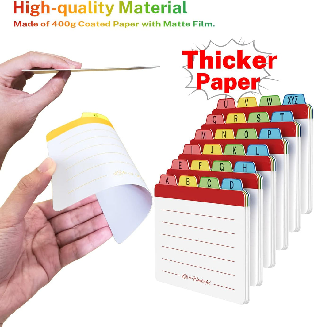 3 x 5 inches Index Card Dividers, Alphabetical Tabbed Index Cards Guides, Colored Note Cards, File and Recipe Guides