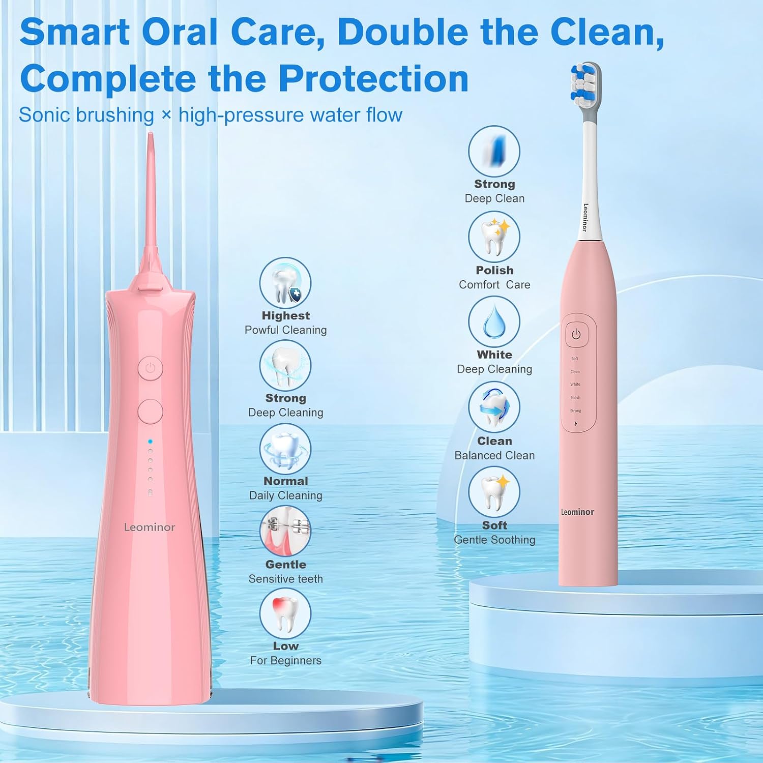 2-in-1 Water Flosser & Electric Toothbrush Combo for Family Use – Portable Oral Care Kit with Multiple Modes,Large