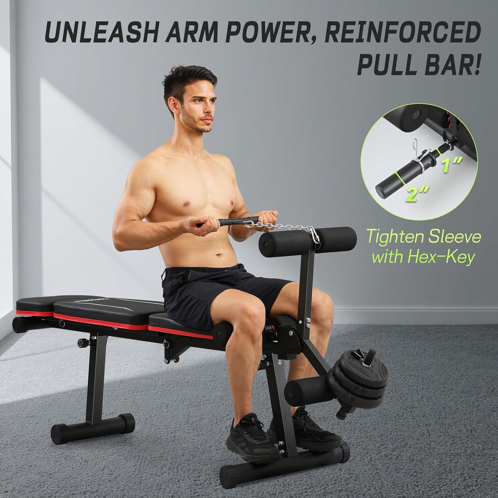 Adjustable Weight Bench with Leg Extension and Leg Curl, 1200 lbs | Foldable Workout Bench, Flat Incline Decline