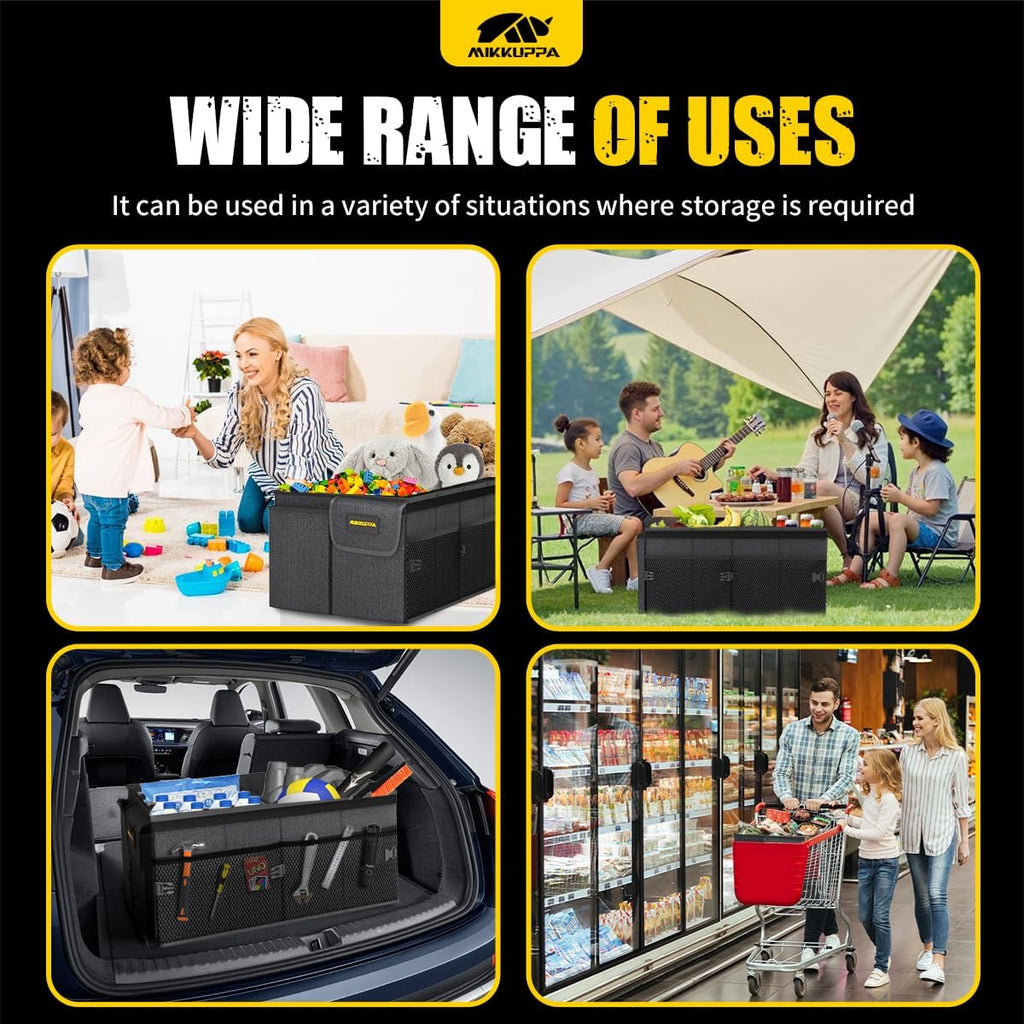 Car Trunk Organizer - 65L Collapsible Trunk Organizer with Lid, Sturdy Car Storage for SUV Auto Truck Van with
