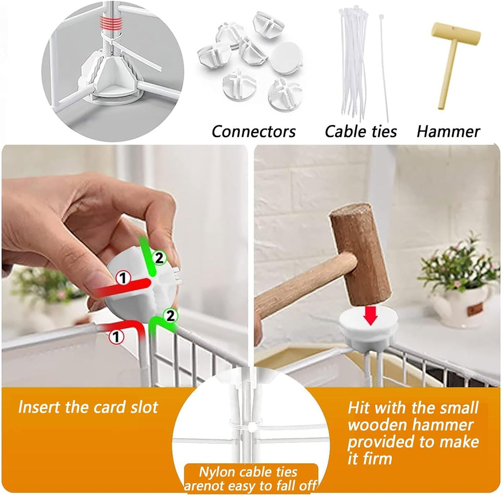 Cat Cages, Rabbit Cage Small Animal Cages Bird Cage Pet Playpen Puppy Pen with Door Indoor/Outdoor DIY Metal Pet Fence