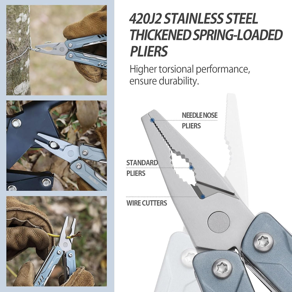Mini Sailor S11 Keychain Multitool, 11-in-1 EDC Pliers (Blue) | Compact Ultra-Sharp Scissors, 5Cr15MoV Blade