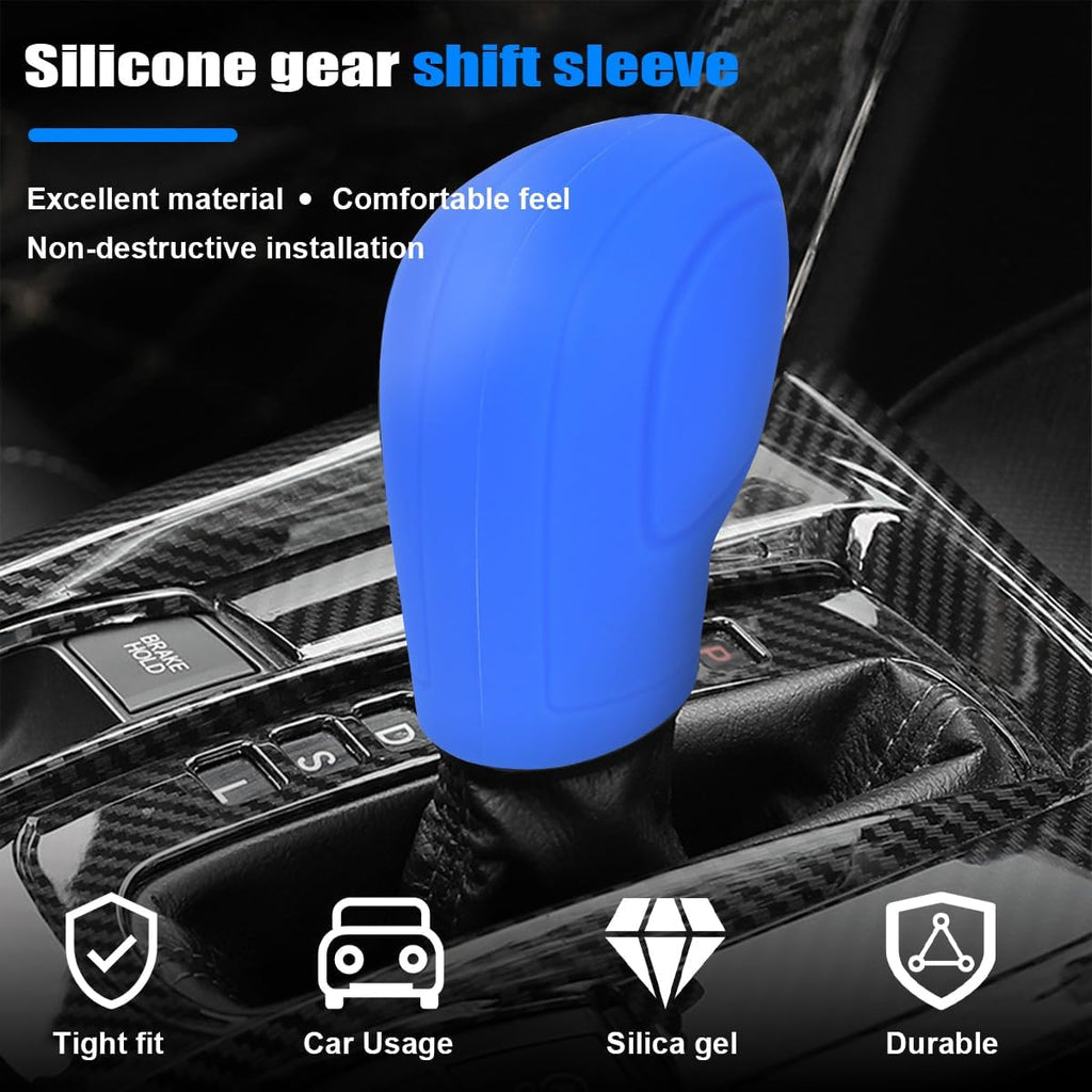AICEL 2 Pack Silicone Gear Shift Knob Cover 3.14 x 2.2 Inch Blue