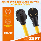 Kanayu 25ft NEMA TT-30P to L14-30R Generator Transfer Switch Adapter Cord