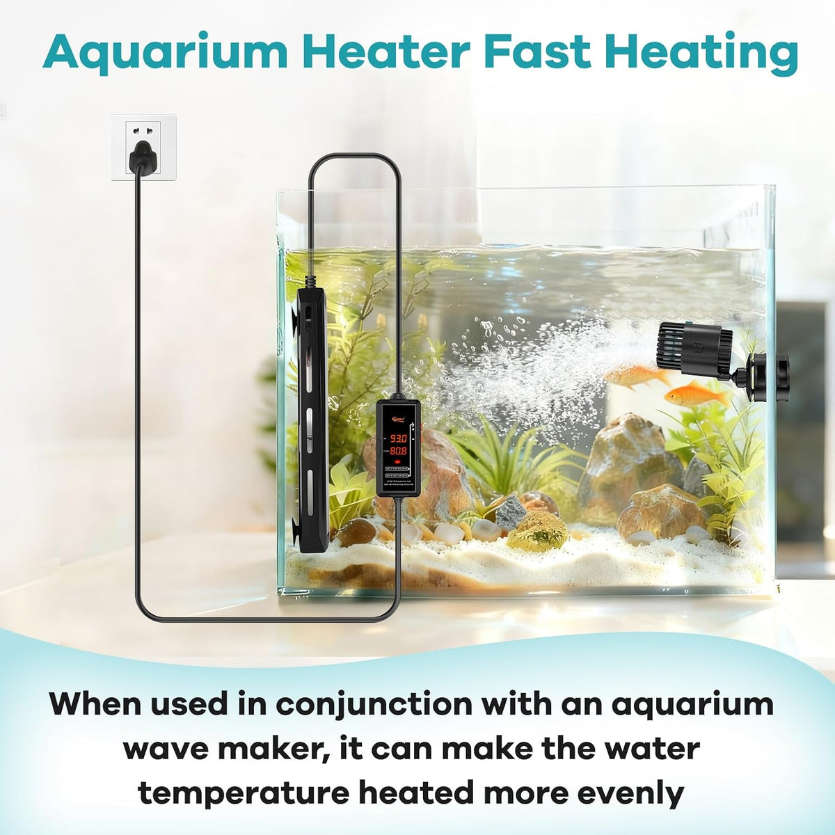 500W Aquarium Submersible Heater with Controller for 65–130 Gal Tank