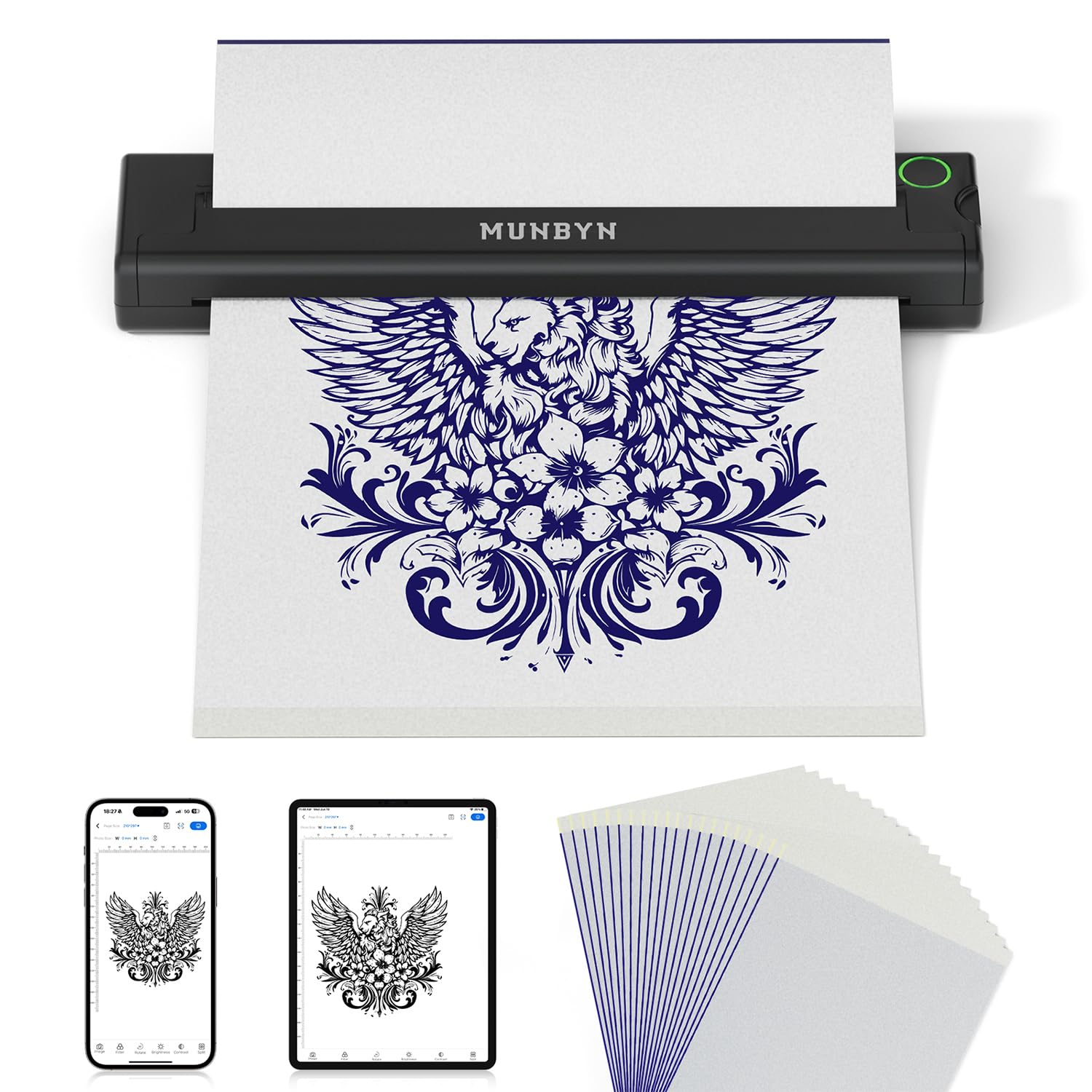 Thermal Tattoo Stencil Printer ITP05 with 20 Transfer Paper (Black)