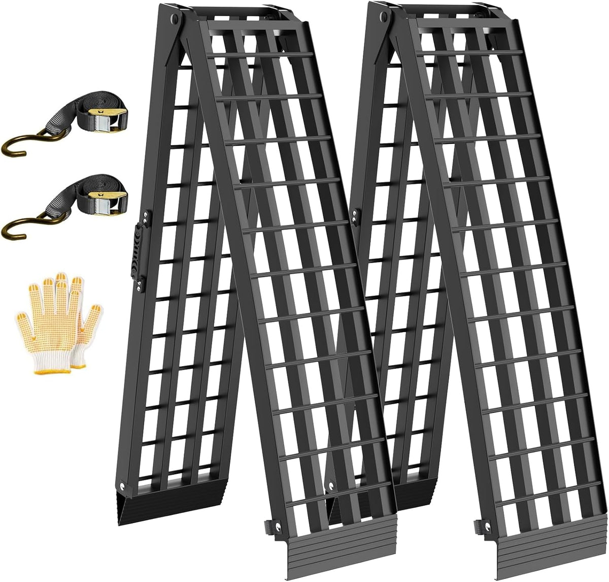 7.5 FT Heavy Duty Aluminum Folding Loading Ramp for Pickup Trucks, 3000 lbs Capacity Truck Loading Ramps for