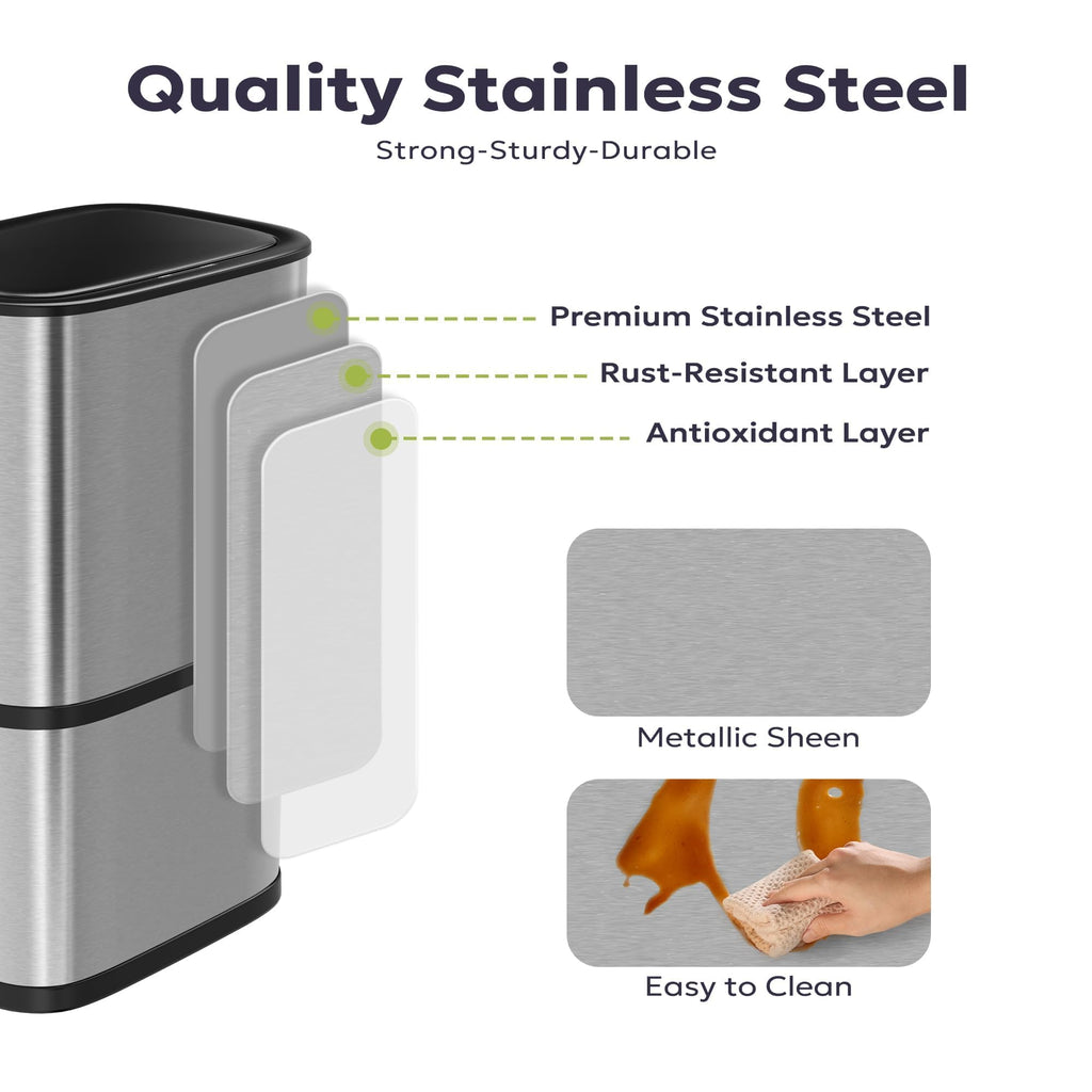 16 Gallon / 60L Kitchen Trash Can, Motion Sensor Trash Bin with Lid