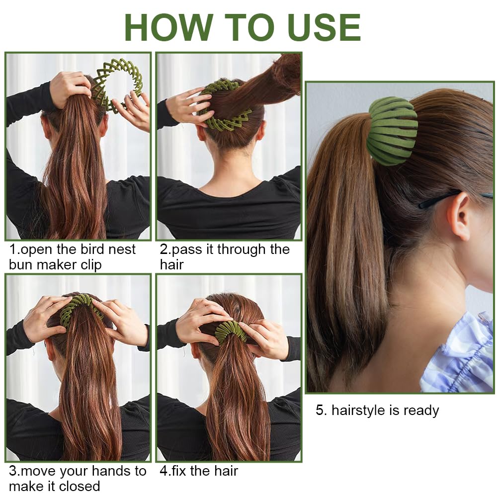 Bird Nest Magic Hair Clip - Expandable Hair Bun Maker Hair Accessories for Women Ponytail Holder Hair Bun Clip for