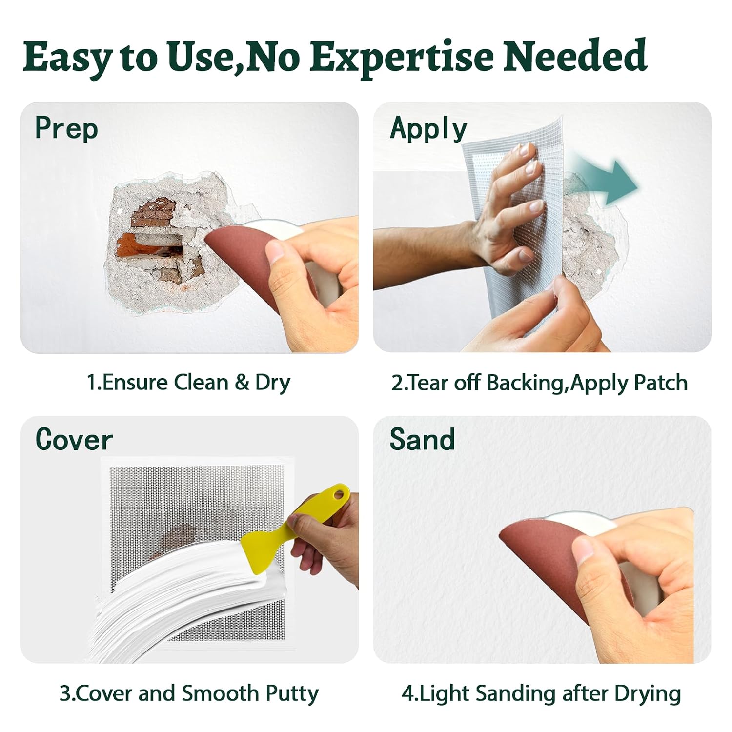 Drywall Repair Kit 12 x 12 Inch Drywall Patch Kit Large Hole (5Pcs) Wall Patch Repair Kit for Ceiling Large Holes