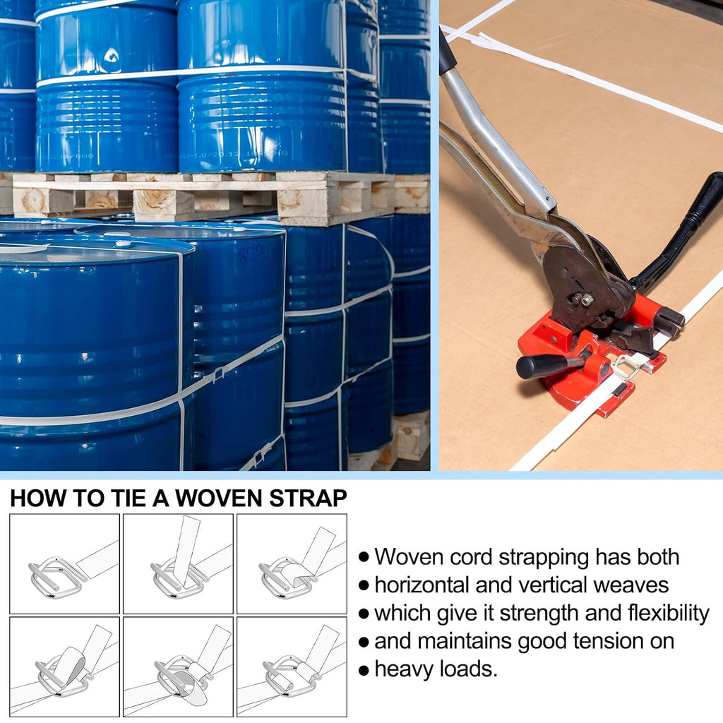 3/4" x 500' Woven Cord Strapping Kit, White