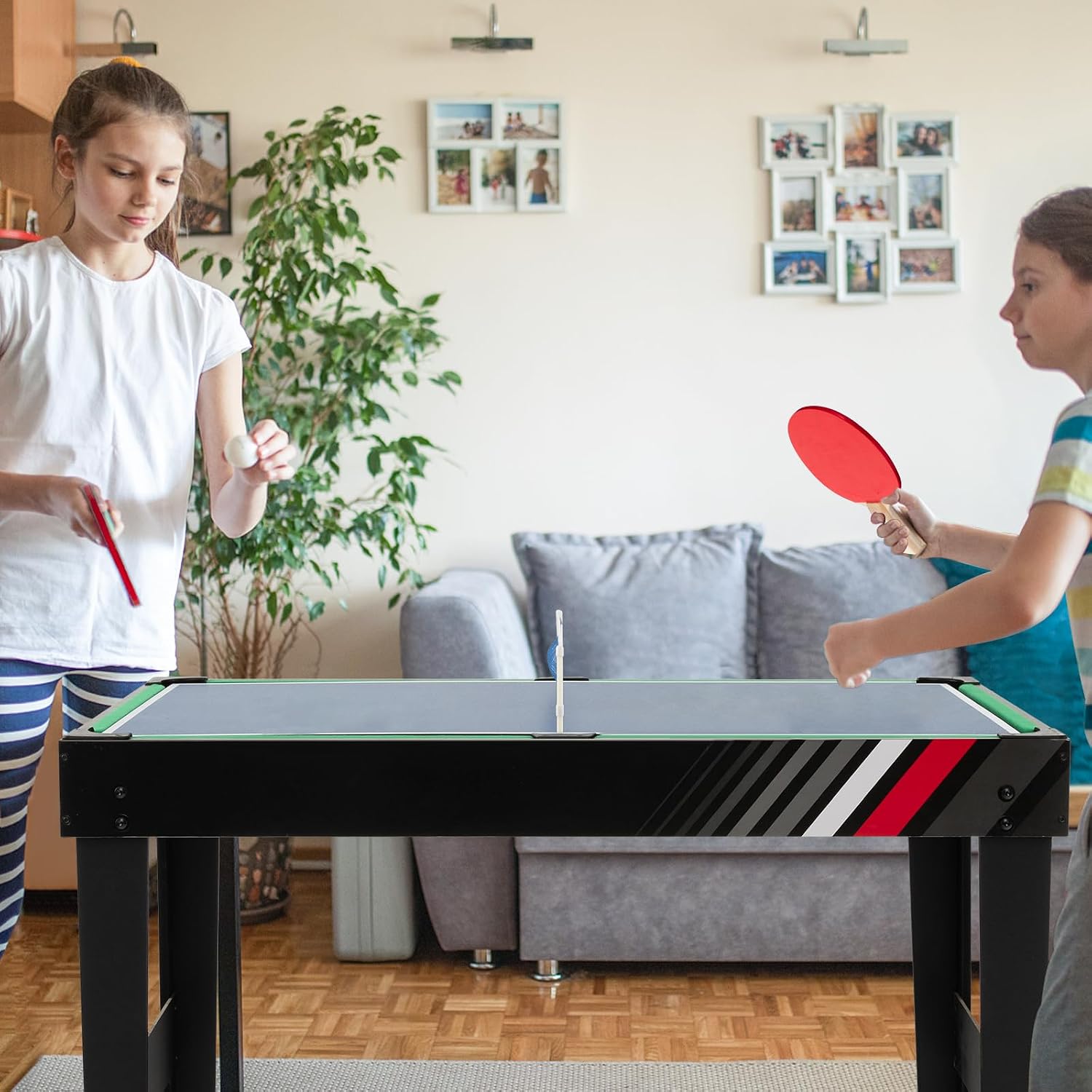 10-in-1 Multi Game Table, Combo Game Table Set w/Hockey, Foosball Pool Ping-Pong Chess Cards Checkers Bowling
