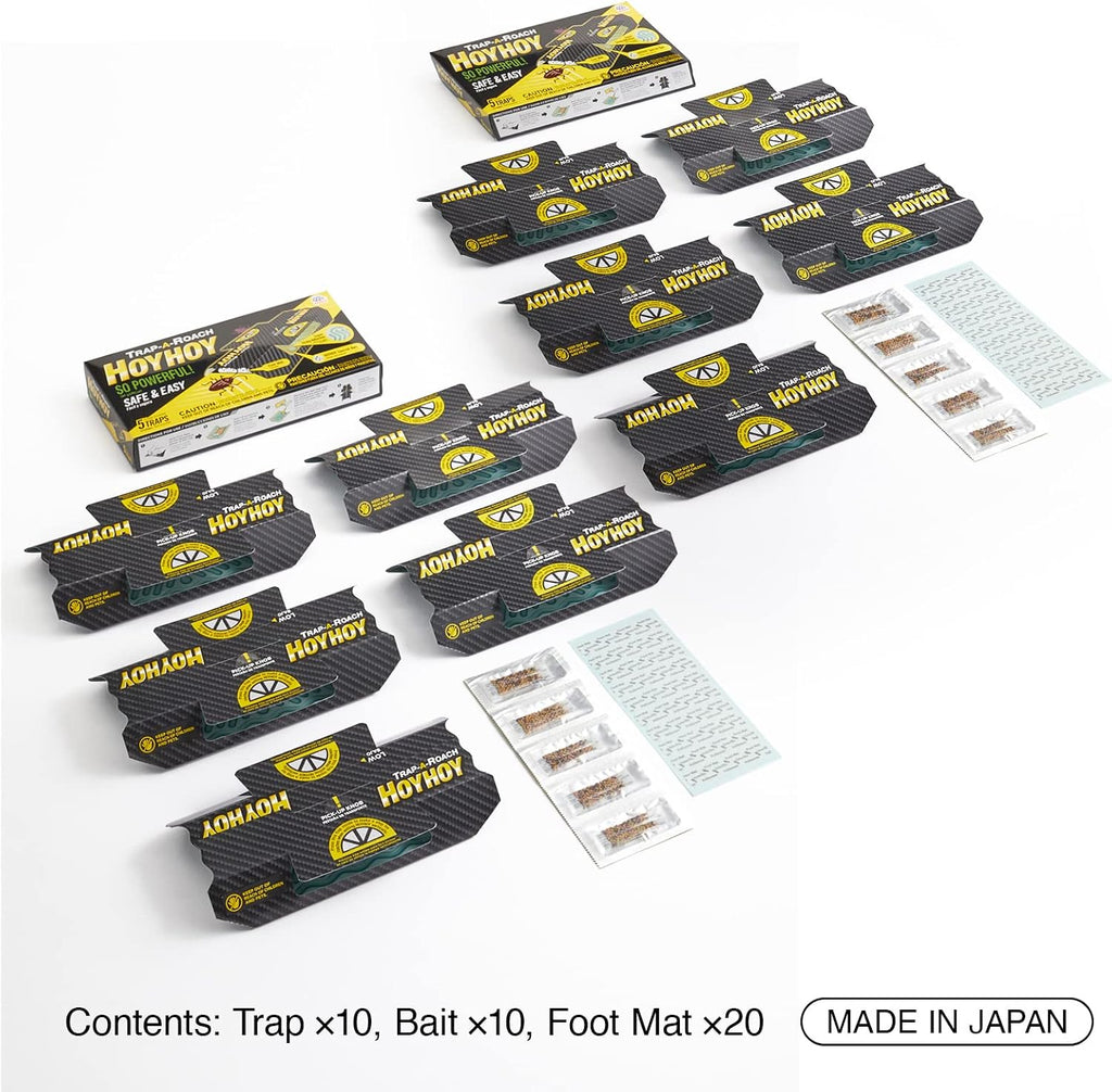 Trap A Roach - 10 Traps [2 Pack] Baited Glue Traps, Great for Home with Kids & Pets Indoor, Sticky Pest Control Trap