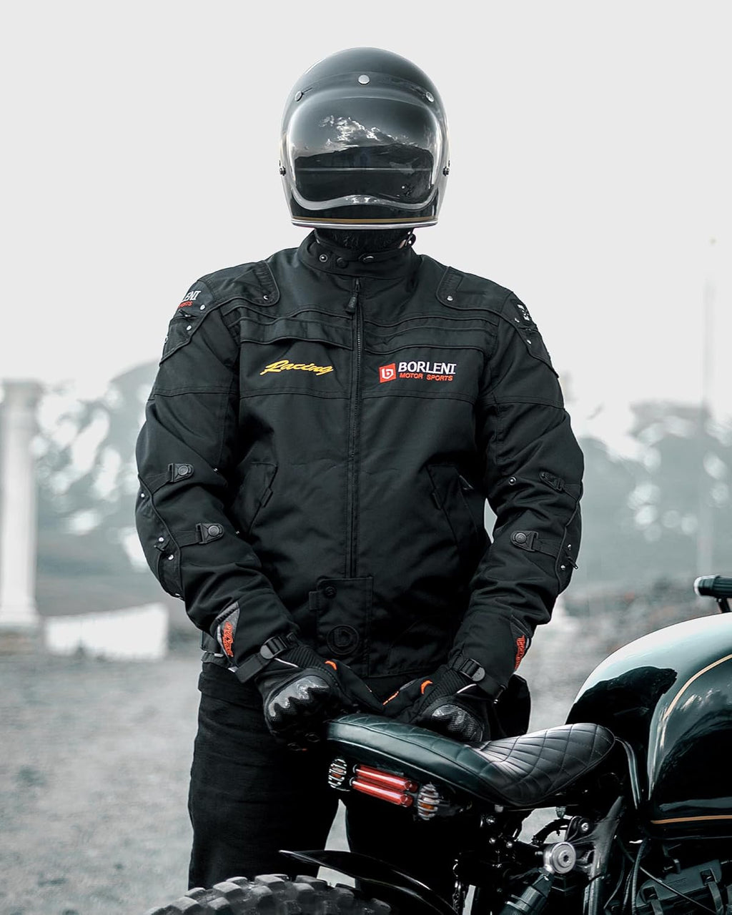 BORLEN Motorcycle Jacket for Men with Armor CE Certified Riding Jacket | Windproof Biker Riding Jacket with Full Body
