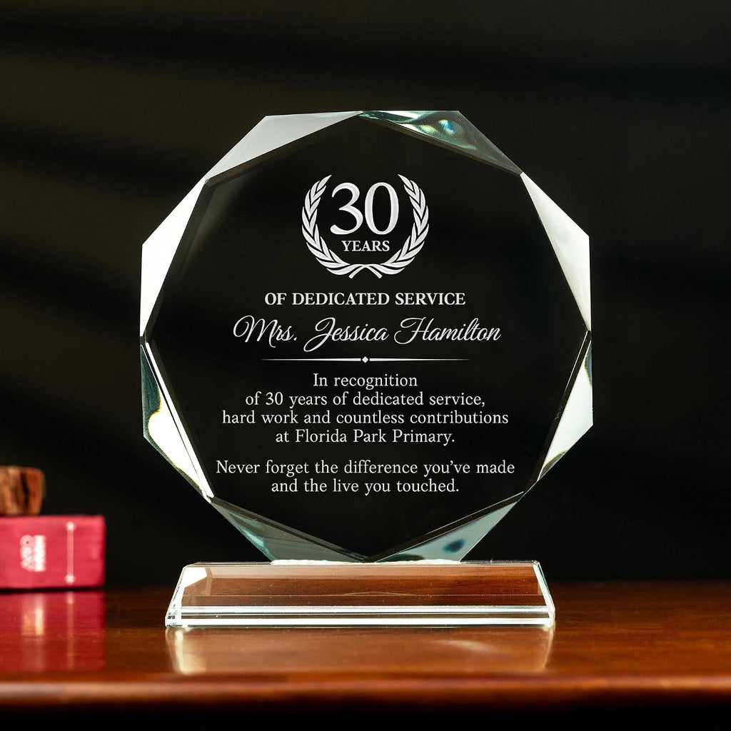 Personalized Employee Appreciation Crystal Award - Engraved Gift for Employee Recognition or Retirement - Custom 6"