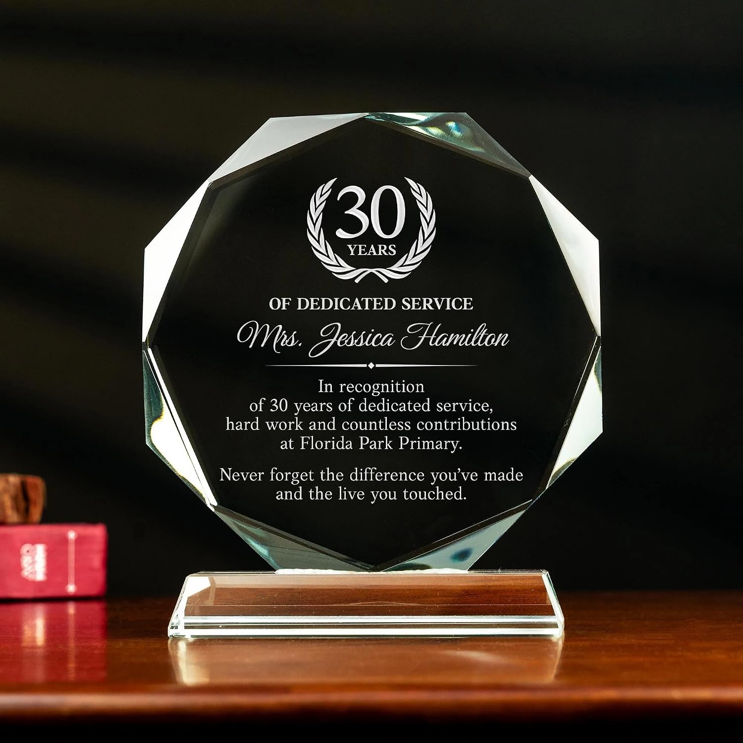 Personalized Employee Appreciation Crystal Award - Engraved Gift for Employee Recognition or Retirement - Custom 6"