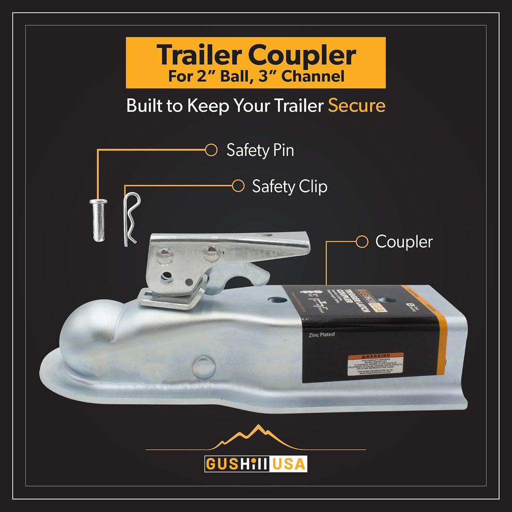 USA GH25138 Trailer Coupler - 2" Ball, 3" Channel