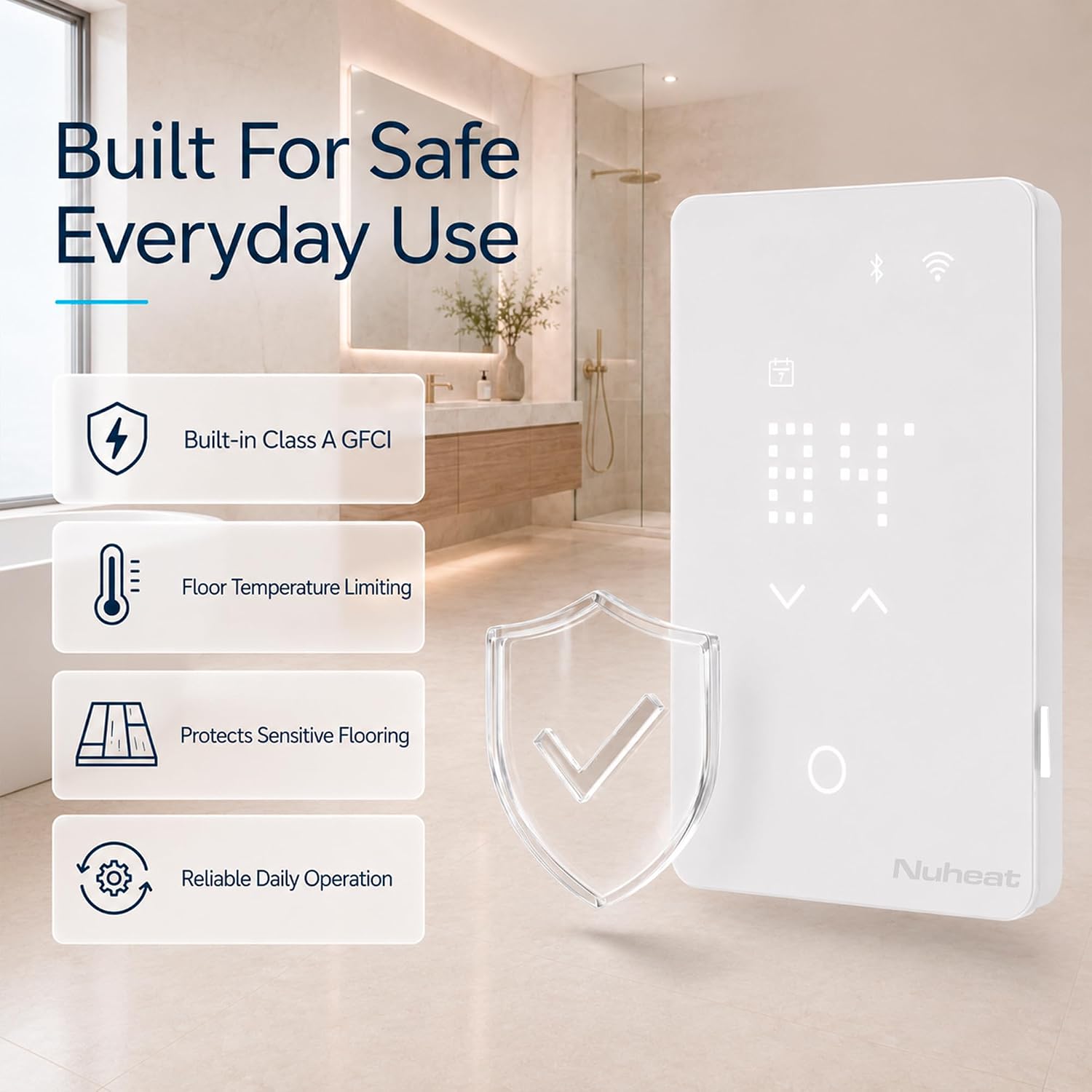 nVent Conductor UWG5-4999-NV Smart WiFi Floor Heating Thermostat | Dual-Voltage, Programmable