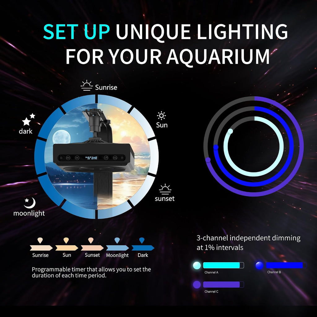 60W LED Reef Light for Saltwater Aquariums Programmable Control