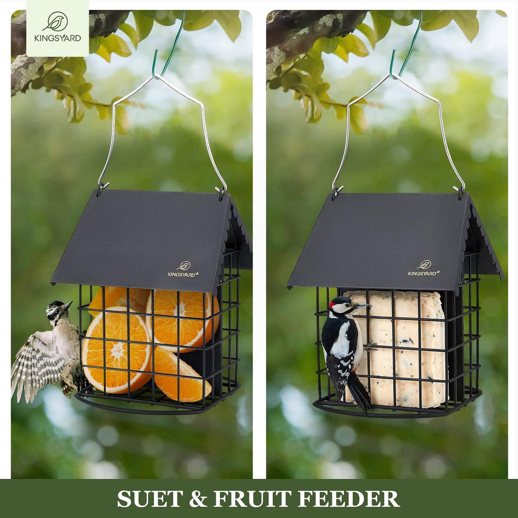 All Metal Double Suet Bird Feeder with Perch