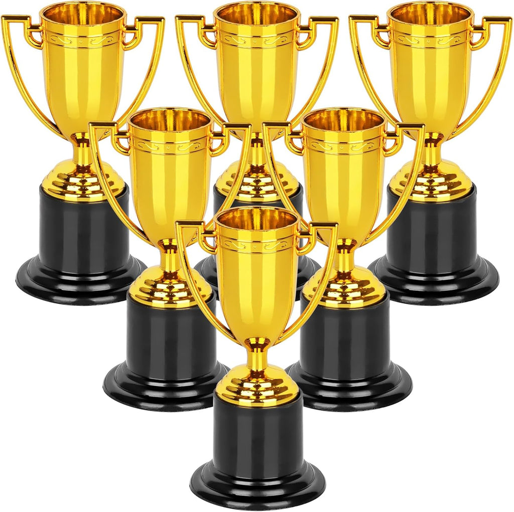 Mini Trophies, 6 Pack Gold Trophy Award, Plastic Trophies for Kids, 4 Inch Trophy Cups, Award Trophies for Party