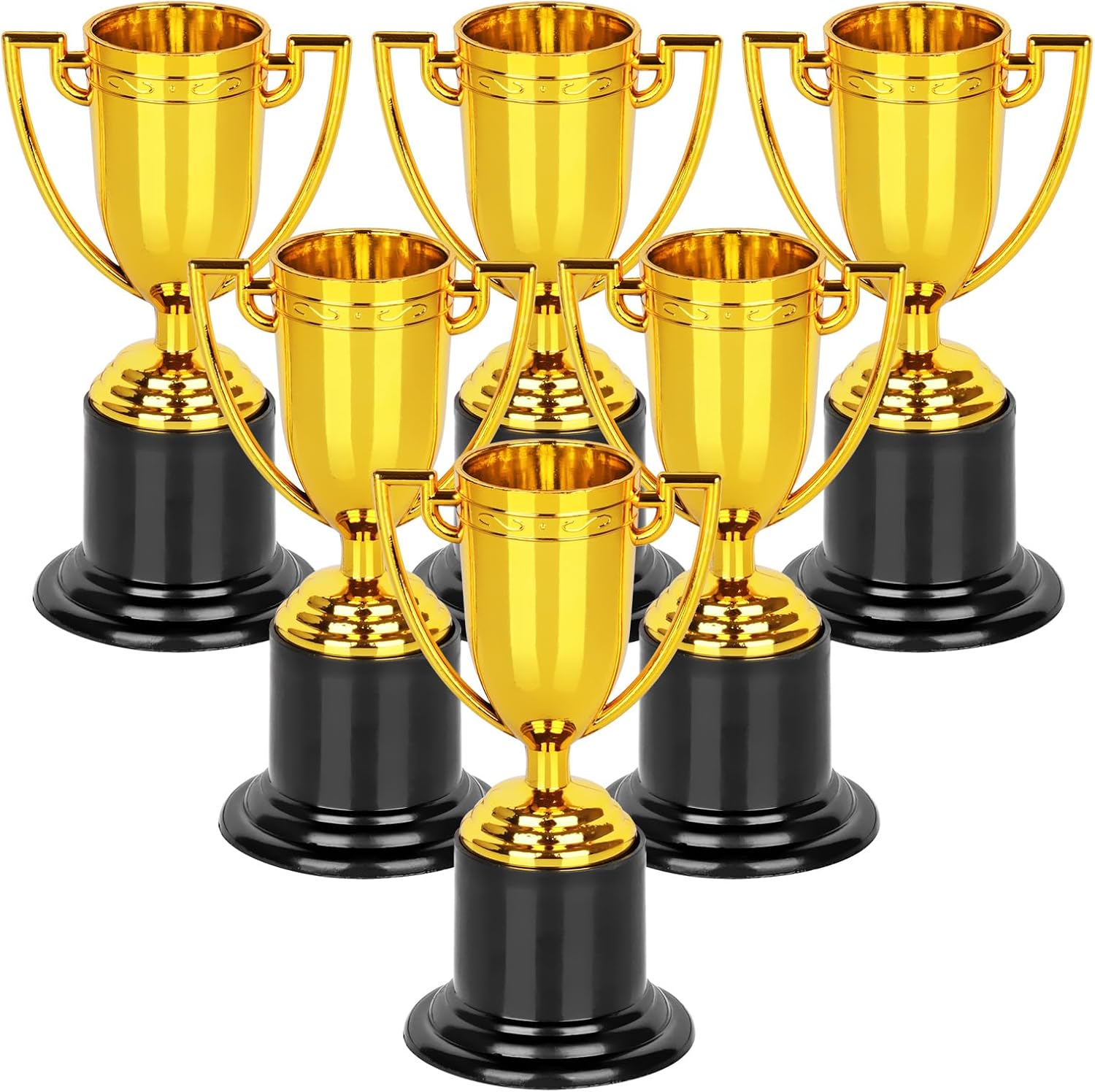 Mini Trophies, 6 Pack Gold Trophy Award, Plastic Trophies for Kids, 4 Inch Trophy Cups, Award Trophies for Party