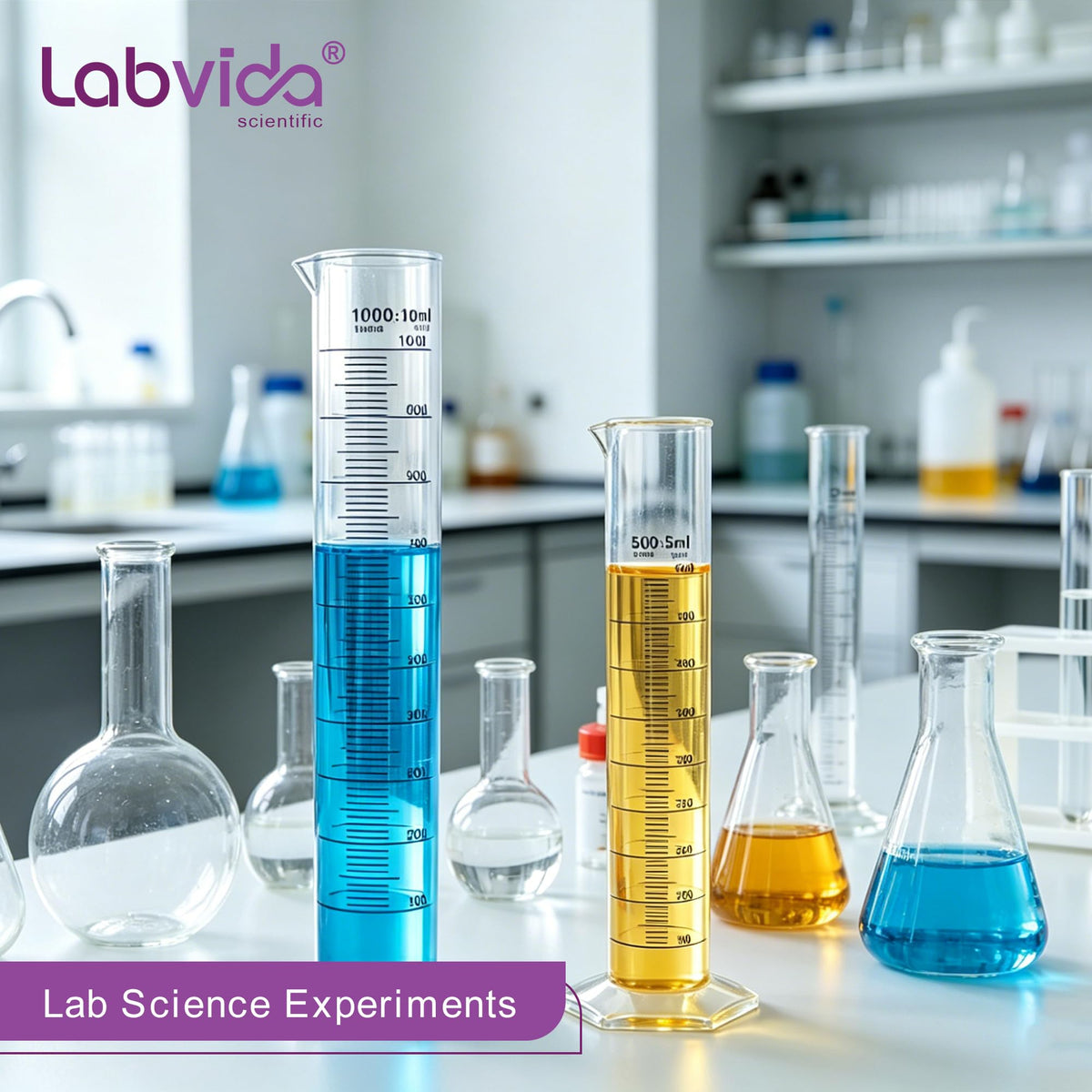 Labvida 2pcs Plastic Autoclavable Graduated Cylinders, 500ml 1000ml, LVF004