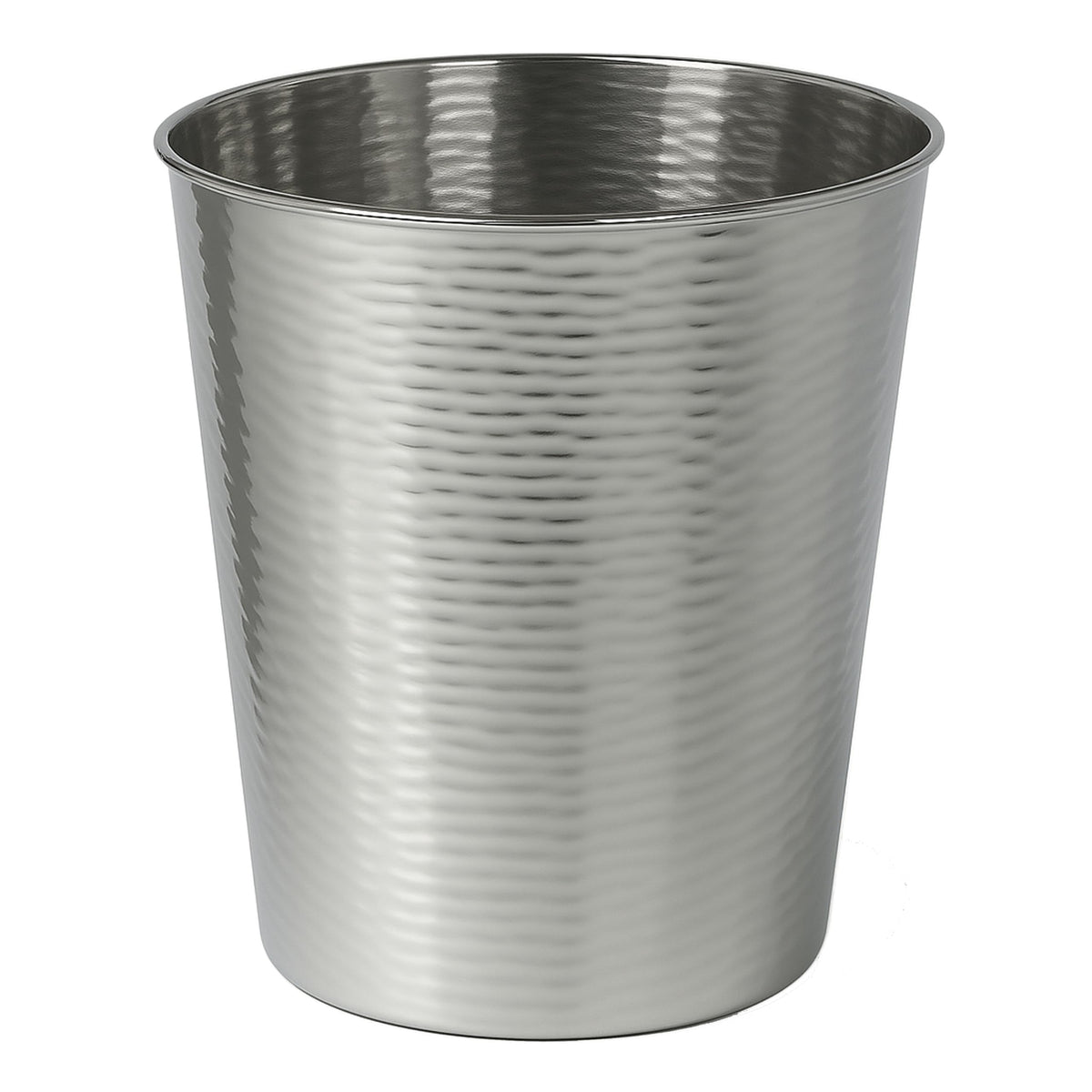 Remi 2.1 Gal Textured Steel Wastebasket, Polished Steel
