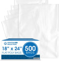 18" X 24" Open-End Flat Poly Bags (500 Count) - 1.1 Mil Clear Plastic Bags