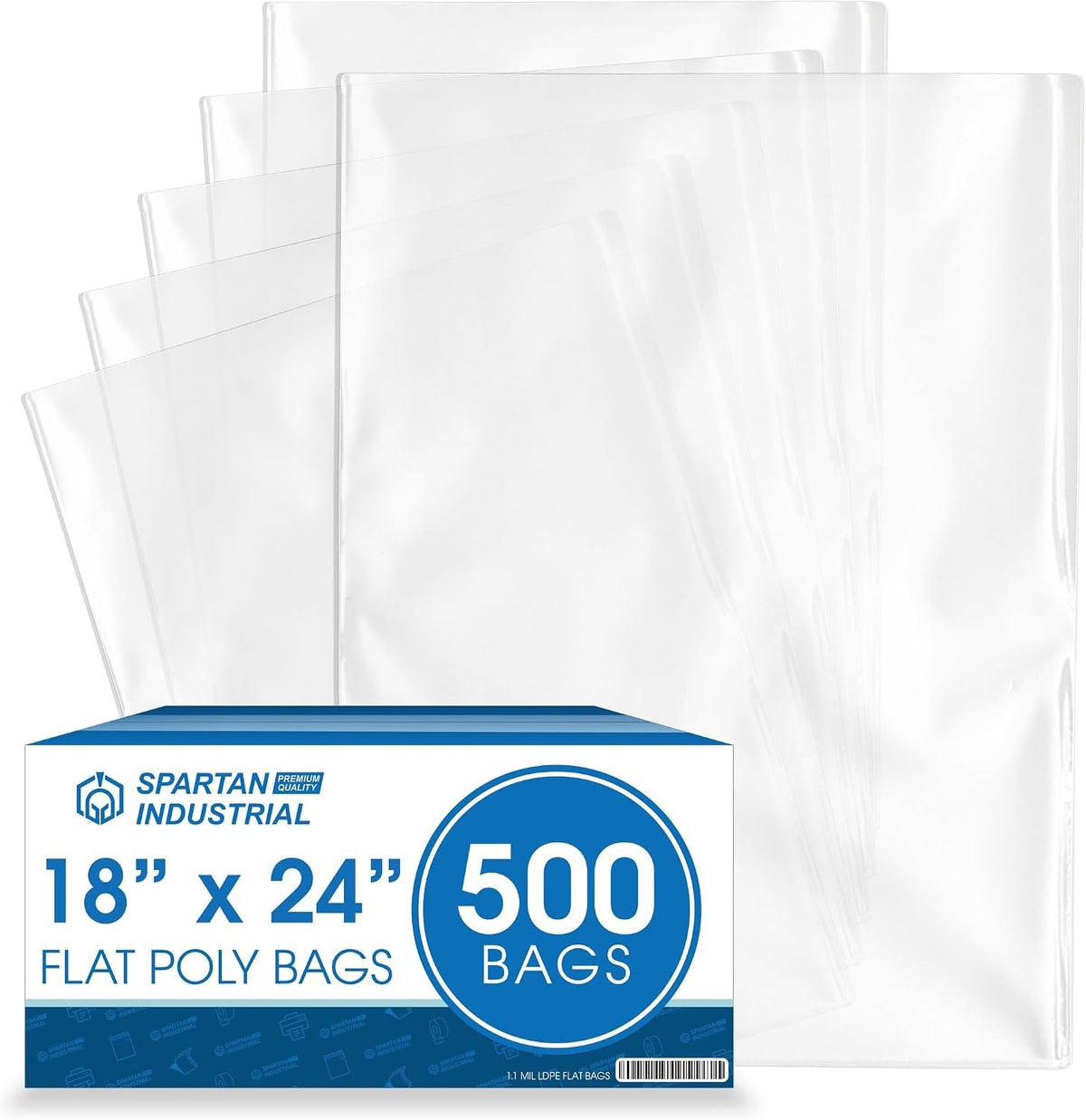 18" X 24" Open-End Flat Poly Bags (500 Count) - 1.1 Mil Clear Plastic Bags