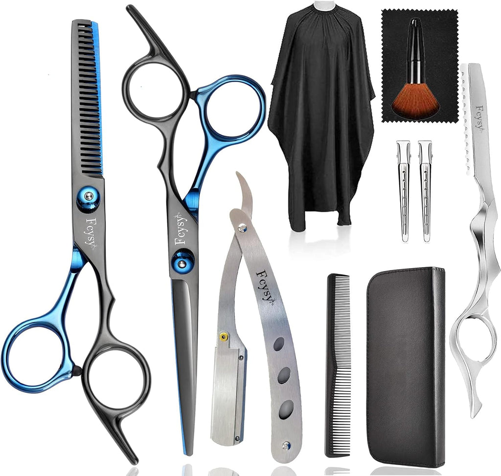 Hair Cutting Scissors Hair Shears Set, Fcysy Professional Barber Shears Thinning Scissors Kit for Haircutting