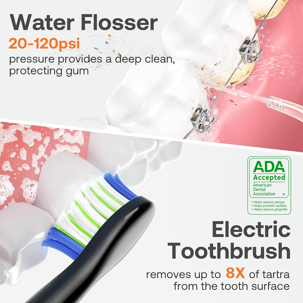 Water Flosser and Electric Toothbrush Combo - Cordless Water Flosser for Teeth - 5 Modes Sonic Electric Toothbrush, 3