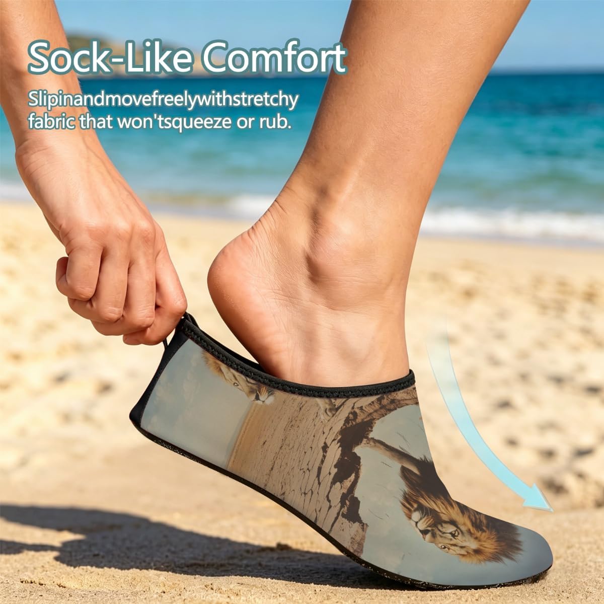 Lion Water Shoes for Women Men, Barefoot Quick-Dry Aqua Socks for Swim Yoga Beach Pool Surf Exercise