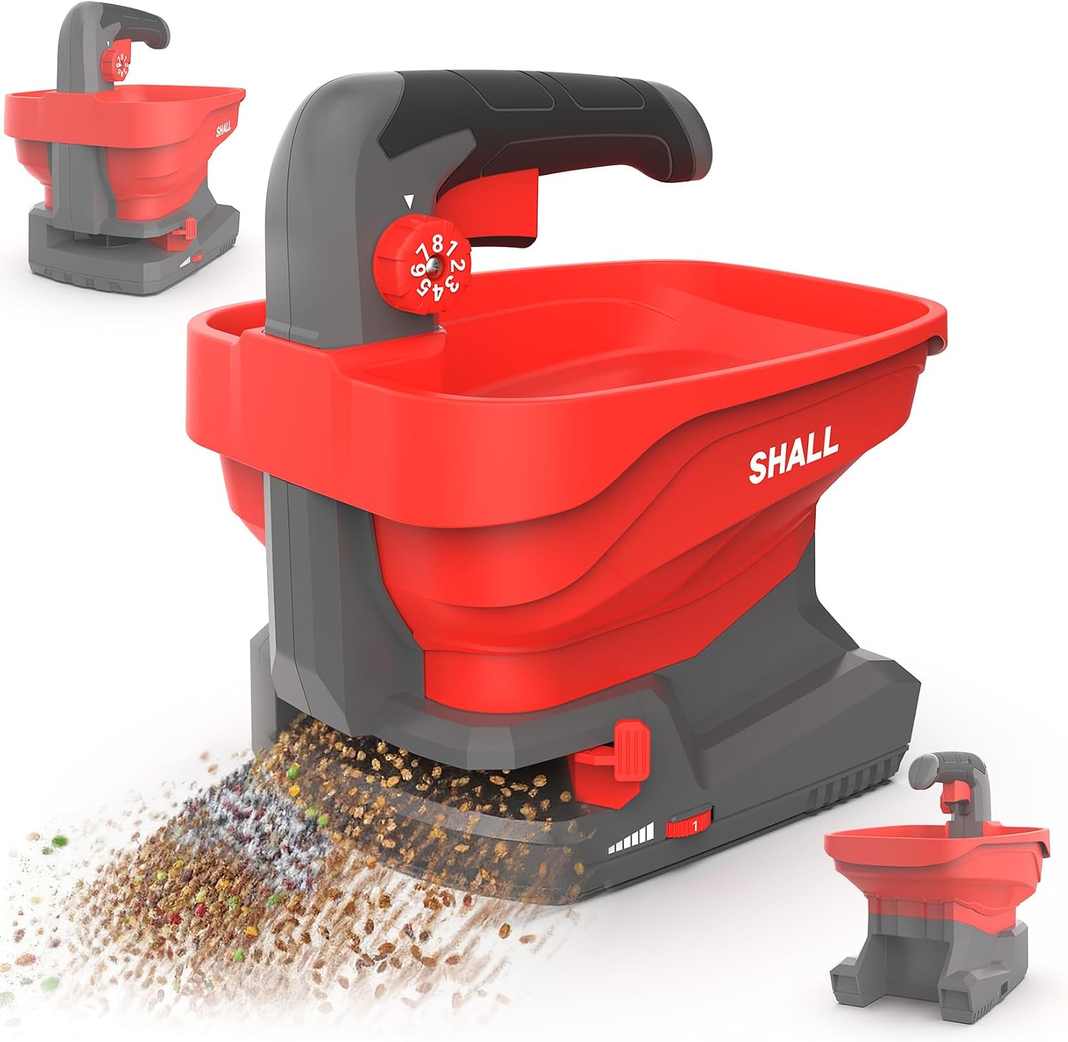 Battery Powered Fertilizer Spreader, 7.2V Rechargeable Seed Spreader for Salt, De-Icer, Earth Food, Grass Seed