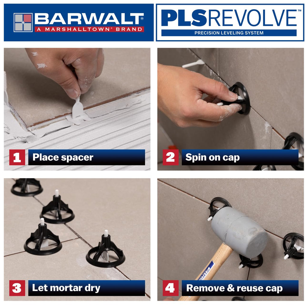 PLS REVOLVE 1/8 Inch Tile Leveling System, Spacer Bases, 3SPIN100