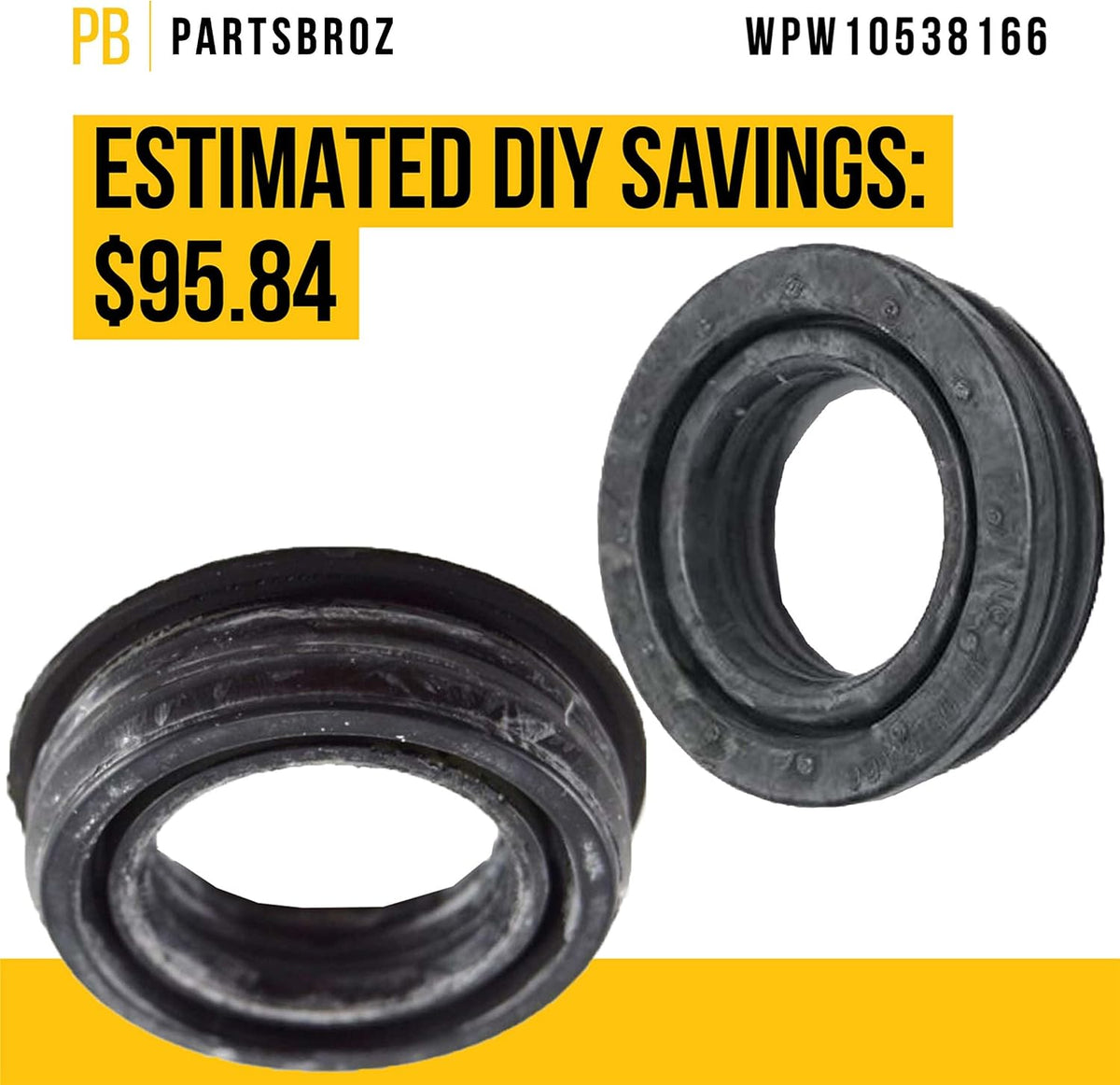 PartsBroz WPW10538166 Grommet - Compatible With Whirlpool Kenmore KitchenAid Maytag Dishwasher - Replaces W10538166 AP6022761 PS11756098 WDT730PAHZ0 WDT970SAHZ0 WDT750SAHZ0 WDT710PAYM5 WDTA50SAHZ0