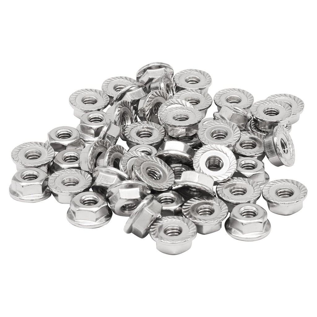 Bonsicoky #8-32 Serrated Flange Nuts, 50 Pack, Silver