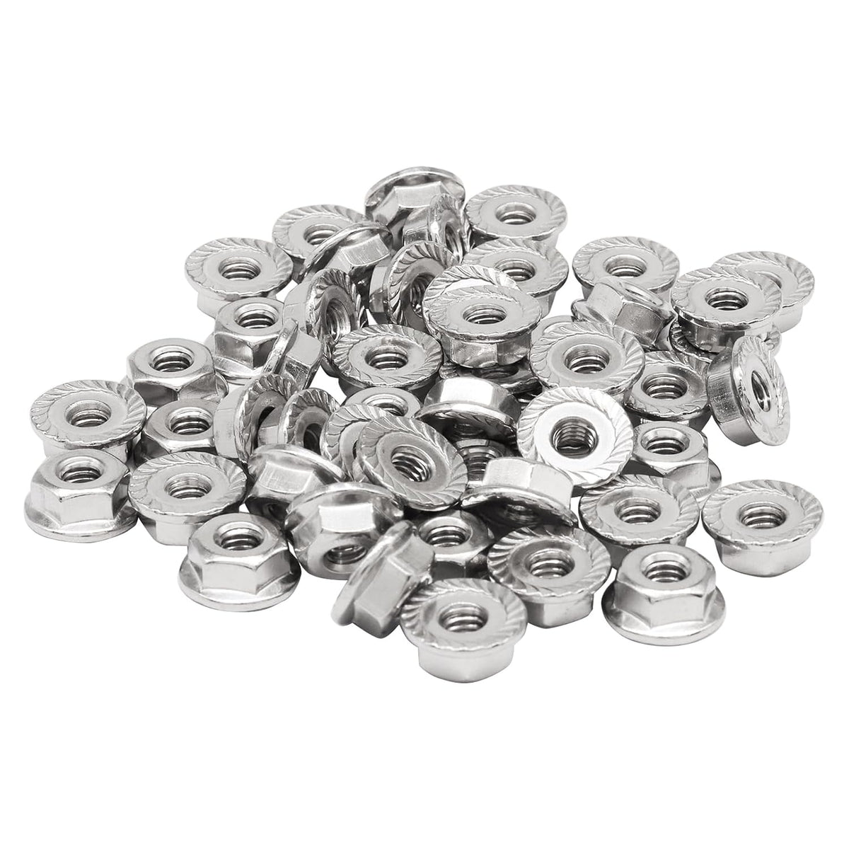 Bonsicoky #8-32 Serrated Flange Nuts, 50 Pack, Silver