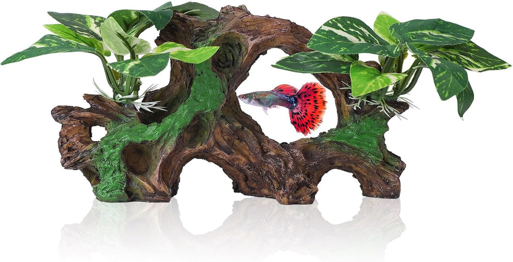 Artificial Aquarium Ornaments Reptiles Betta Fish Tank Accessories Silk Leaf Plants Decoration Driftwood Cave Decor