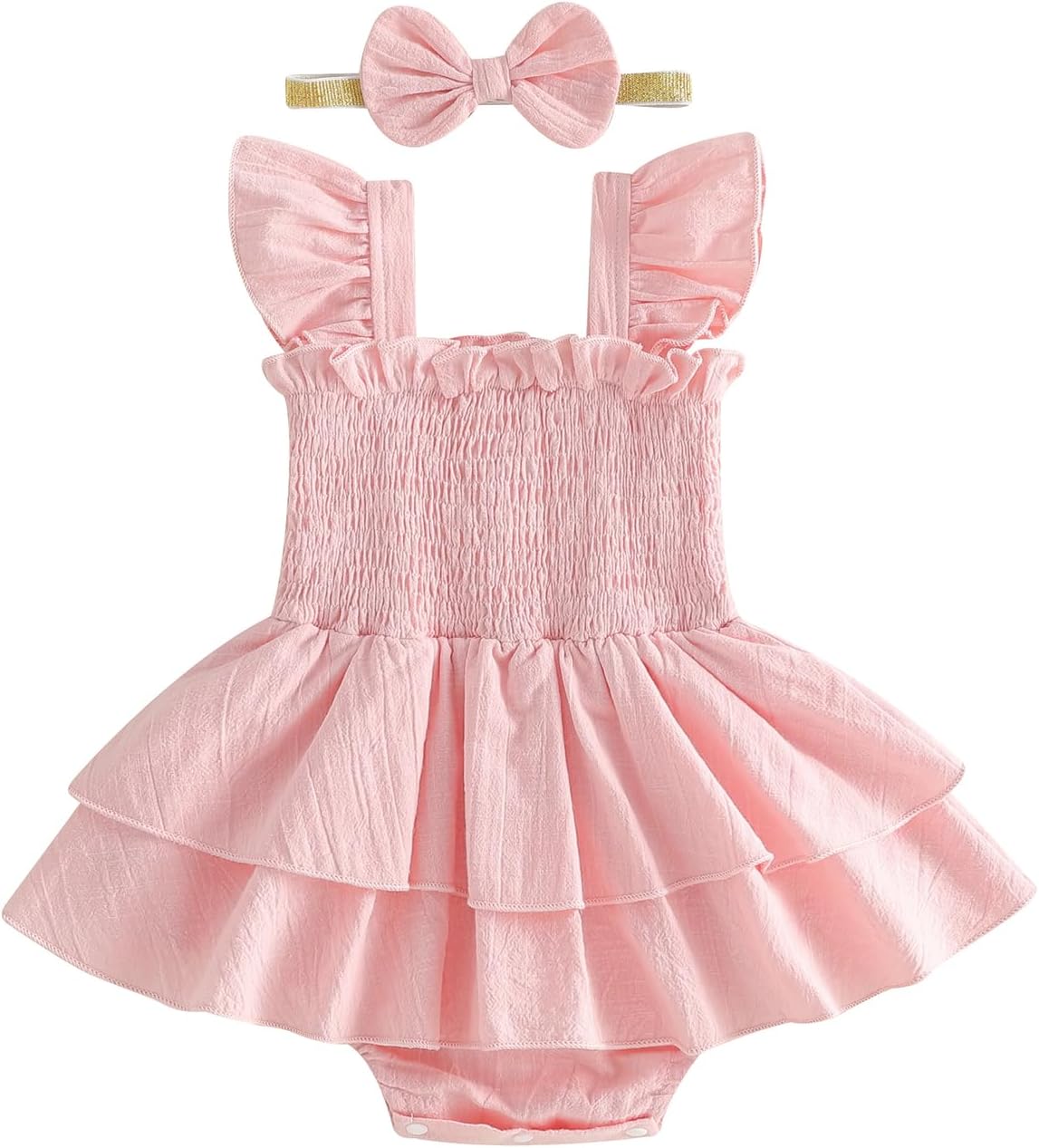 Newborn Baby Girls Summer Clothes Ruffle Sleeveless Pleated Smocked Bubble Romper Dresses Infant Bodysuit Jumpsuit