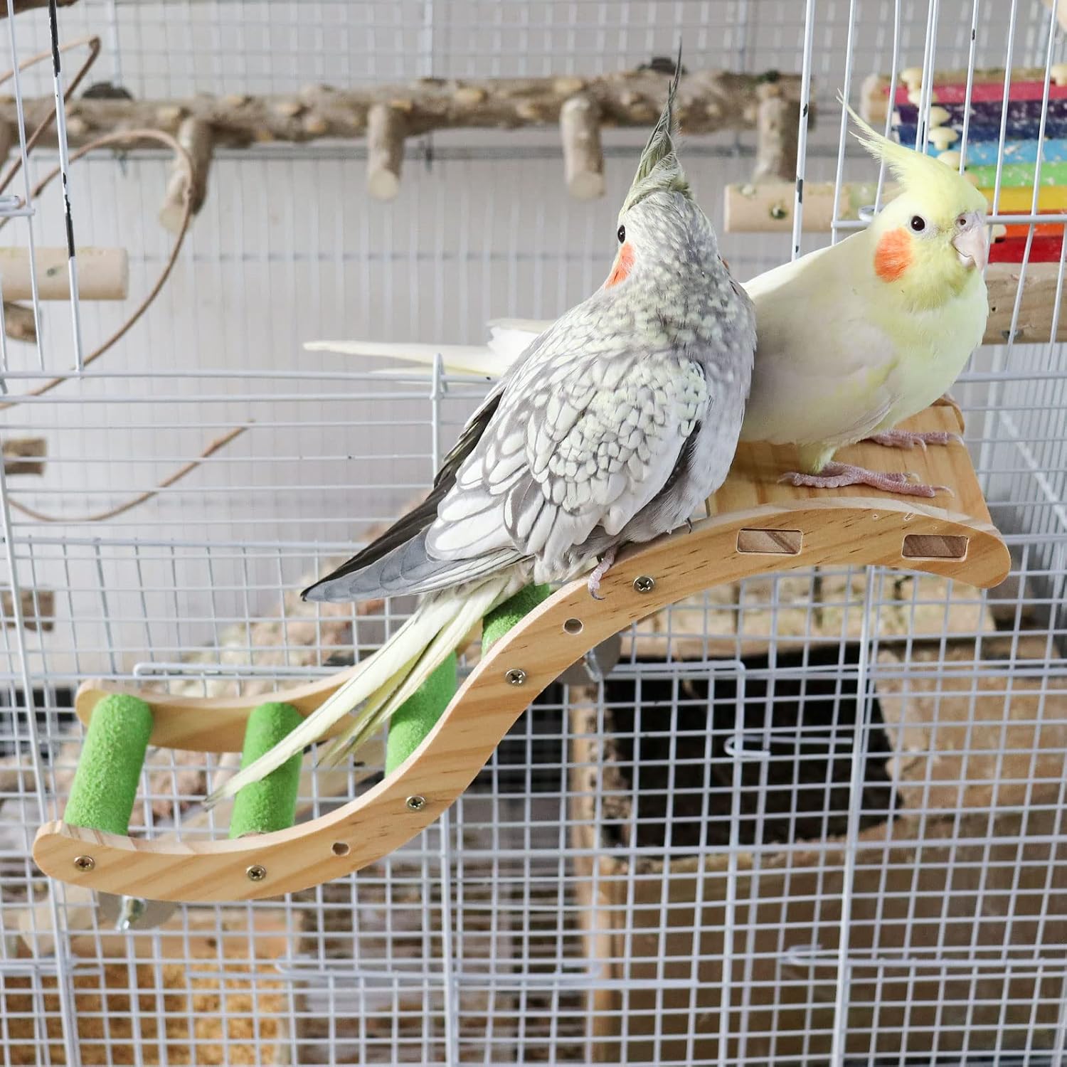 Bird Ladder Bridge, Wooden Pet Parrot Hamster Climbing Ladder Toys, Pet Bird Cage Accessories, Wood Climbing Ladder