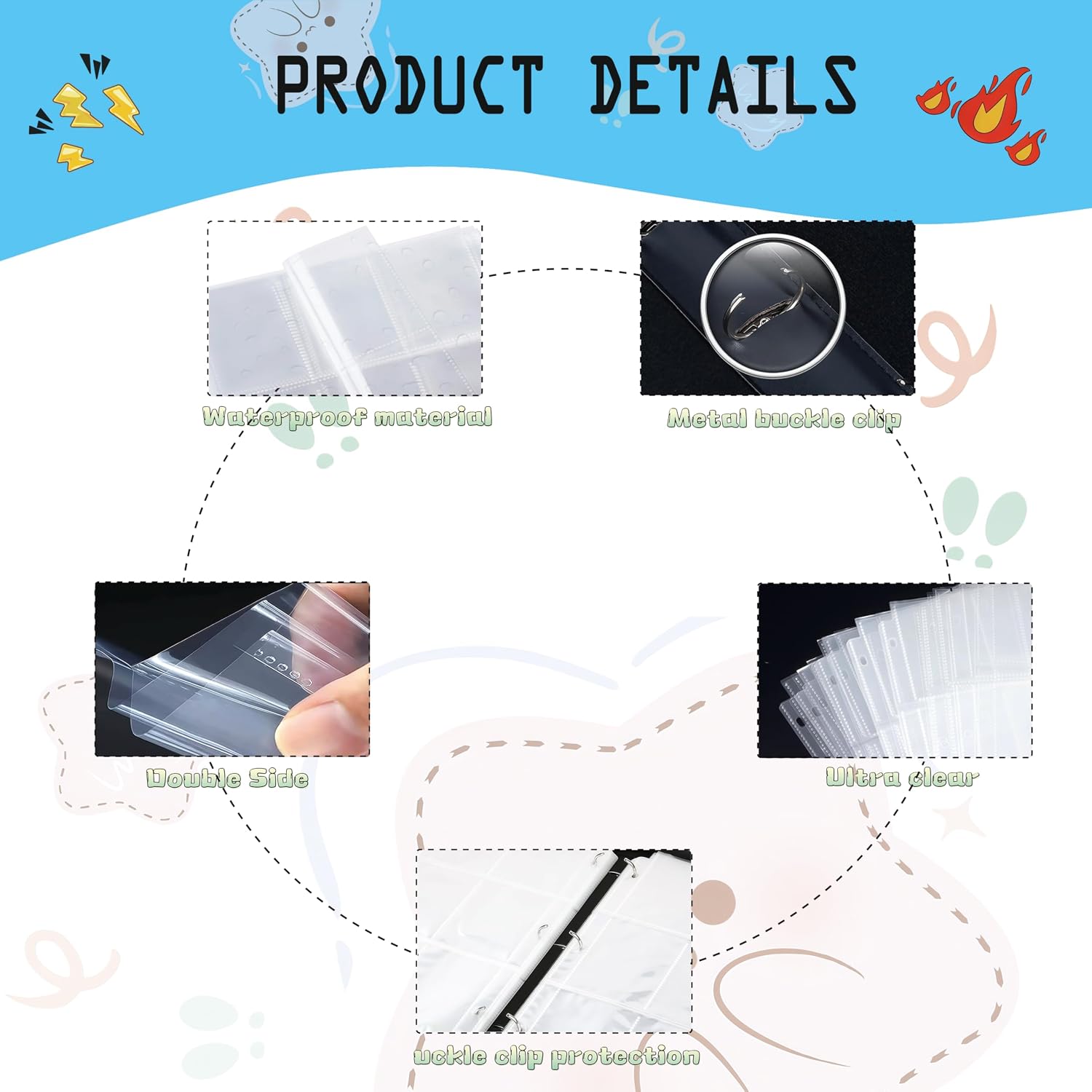 9 Pocket Trading Card Binder, 900 Pockets Card Collection Album | 50 Removable Sleeves,Double Sided Pocket,with Zip